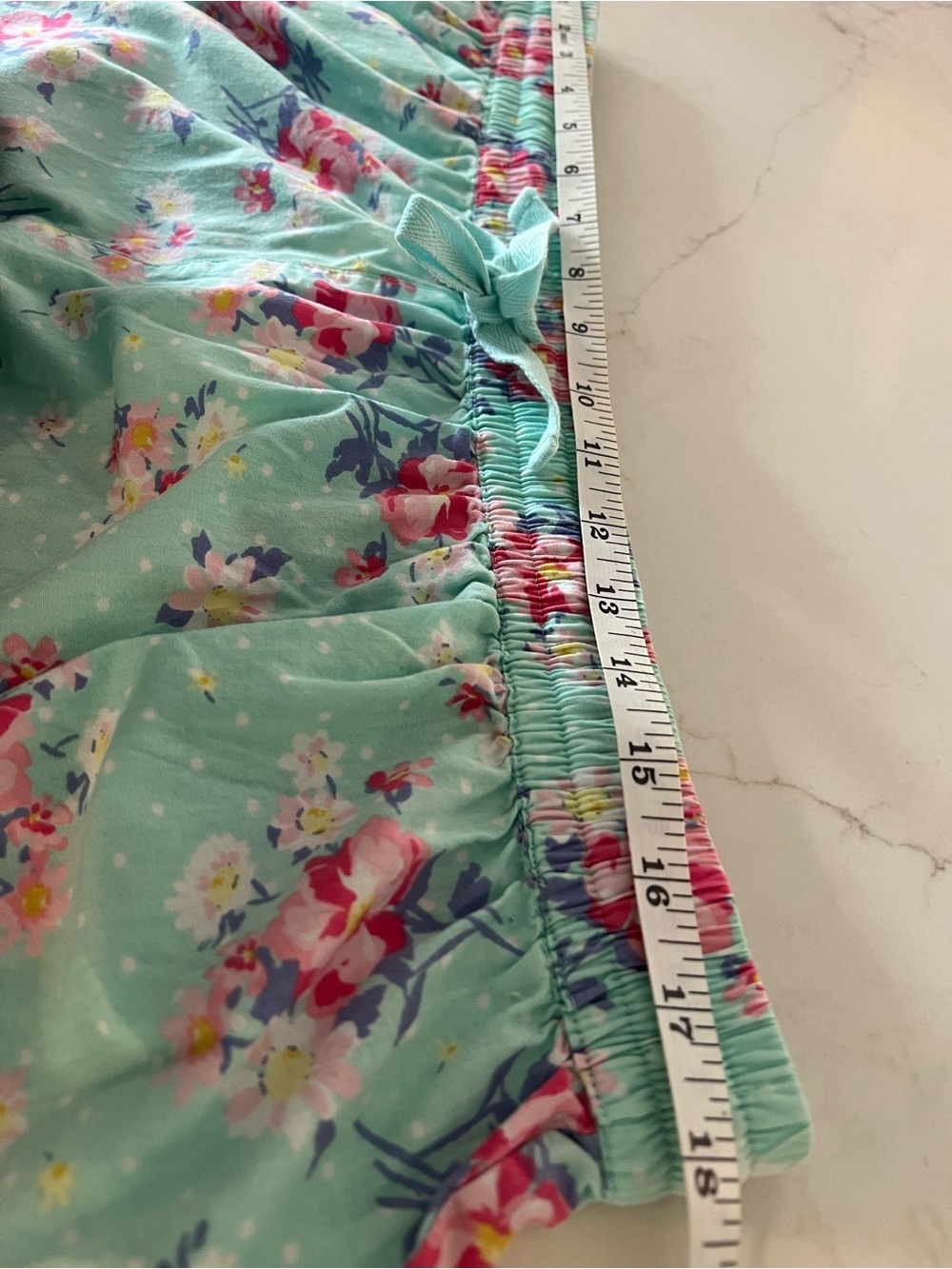 Dreams & Co. Aqua Floral 100% Cotton Pajama Lounge Pants Cottagecore L - Picture 10 of 12